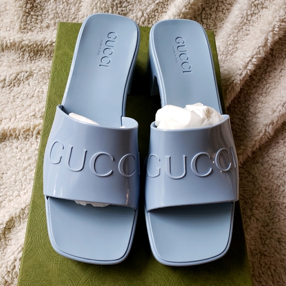 Gucci Shoes - Gucci Rubber Slide Sandal Blue 6